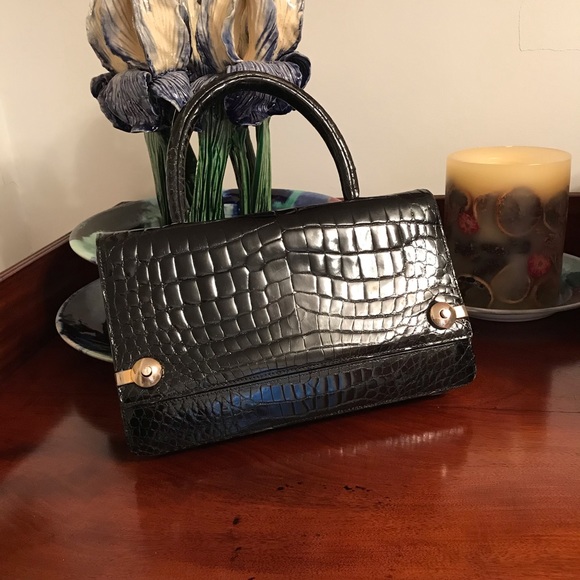 ALLIGATOR HANDBAG VINTAGE - Picture 2 of 3